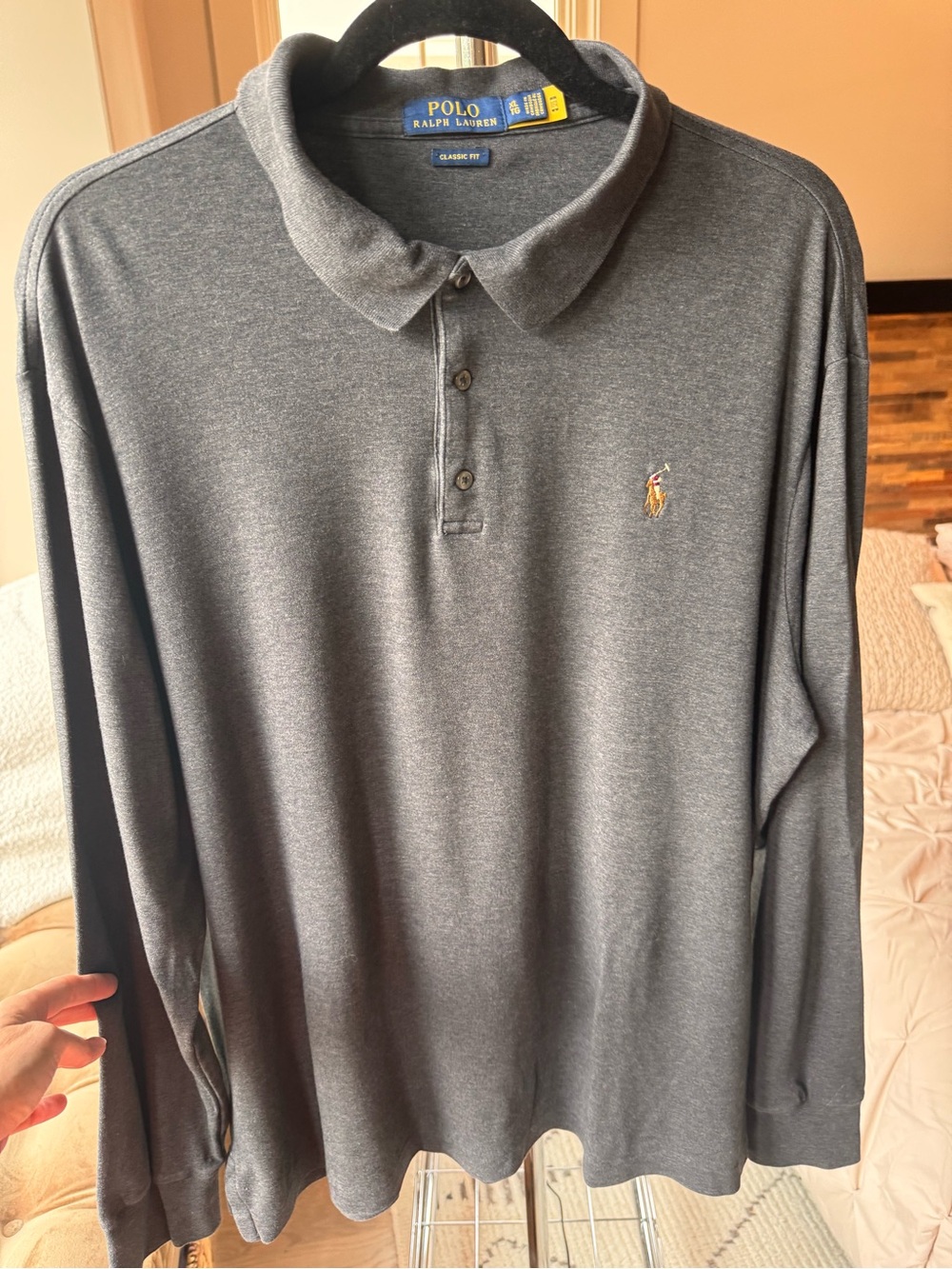 Polo by Ralph Lauren Men's Long-Sleeve Polo‎ Shirt - Charcoal